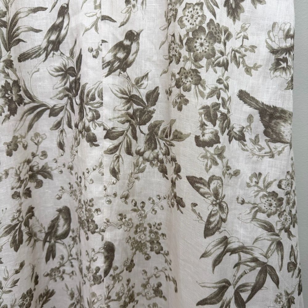 Zimmermann Linen Day Midi Dress Puff Sleeve Pockets Olive Green Toile Floral 6 - Picture 9 of 13